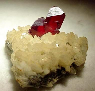 cinnabar crystals on dolomite