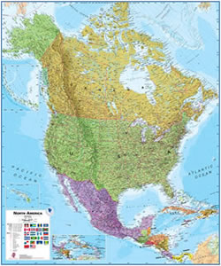 North America wall map