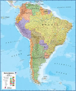 South America wall map