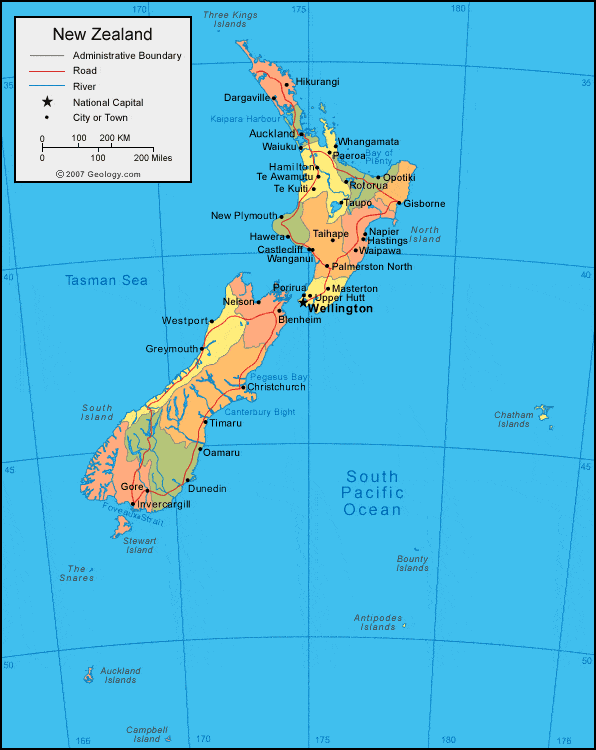 New Zealand political map