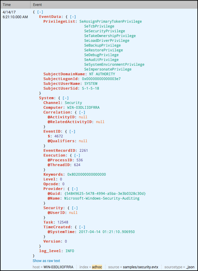 Splunk Output Example