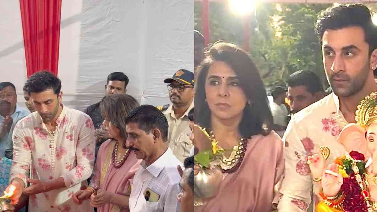 Ranbir Kapoor with his mom Neetu Kapoor performs aarti at Ganpati Visarjan