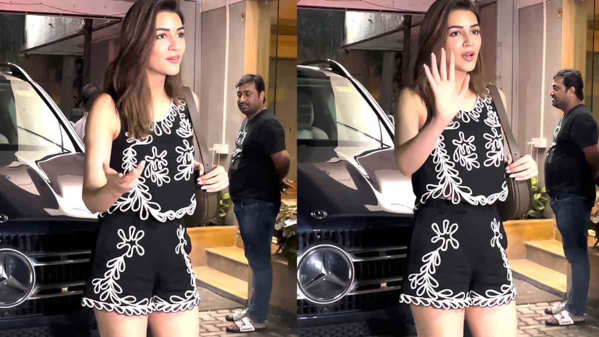 Kriti Sanon shines in black and white co-ord set as she asks paparazzi to lower their voices