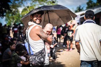 A Venezuelan migrant makes his way across  the Darien region in Panama. 