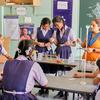 Girls study science at a school in India.