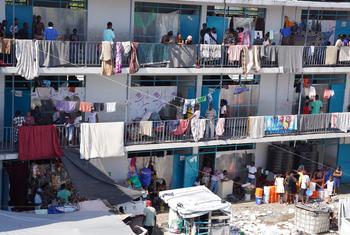 Some people who have fled their homes in Haiti are now living in schools.