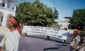 Timor-Leste celebrates Independence Day in May 2002. 