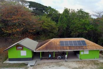 Solar panels on a building in Trinidad