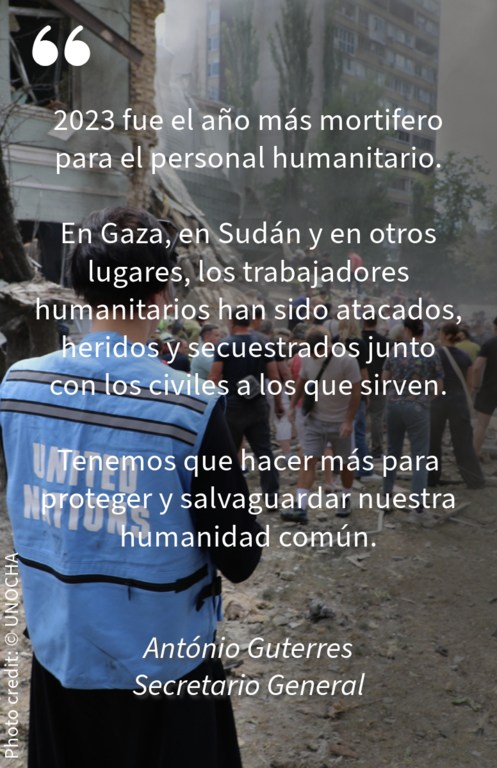 2023 fue el año más mortífero registrado para el personal humanitario. En Gaza, en Sudán y en otros lugares, los trabajadores humanitarios han sido atacados, heridos y secuestrados junto con los civiles a los que sirven. Tenemos que hacer más para proteg…