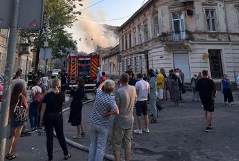 Buildings have been damaged by drone and missile attacks in the western Ukrainian city of Lviv.