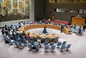 A wide view of the UN Security Council chamber during the meeting on women and peace and security.