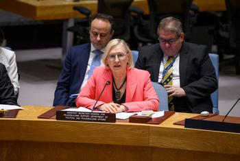 Elizabeth Spehar, ASG for Peacebuilding Support, briefs the Security Council meeting on Cooperation between the UN and regional and subregional organizations in maintaining international peace and security.