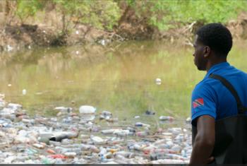 Plastic waste on Maraval River, Trinidad