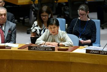 Izumi Nakamitsu, High Representative for Disarmament Affairs, briefs the Security Council meeting on the Democratic People’s Republic of Korea (DPRK).