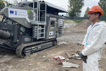 Disassembling war-damaged buildings in Ukraine. 