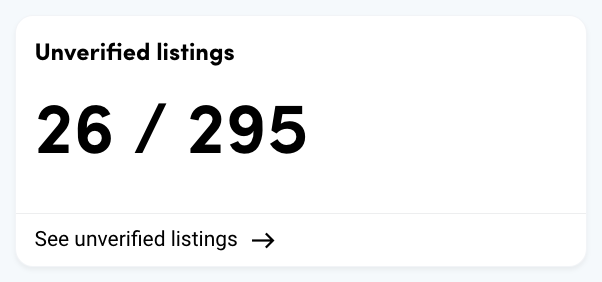 Unverified listings - GMBapi Dashboard KPI