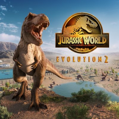 Jurassic World Evolution 2 تُظهرTyrannosauru rex وديناصورات أخرى في أرض صحراوية