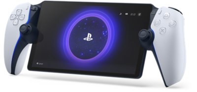 Périphérique de lecture à distance PlayStation Portal montrant un cercle violet et le logo PS sur l'écran