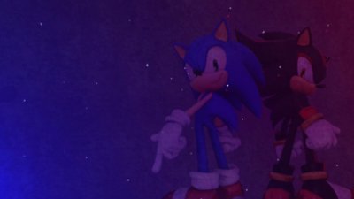 صورة فنية خلفية من لعبة Sonic x Shadow Generations تعرض شخصيتي Sonic و Shadow