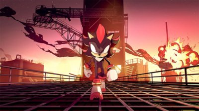 لقطة شاشة بتصميم تسلسل متحرك من لعبة Sonic X Shadow Generations تعرض شخصية Shadow