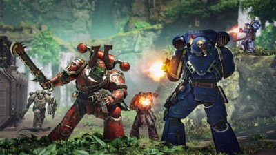 Warhammer 40,000: Space Marine 2 – Capture d’écran montrant des Marines en armures bleues et rouges, combattant l'un contre l'autre