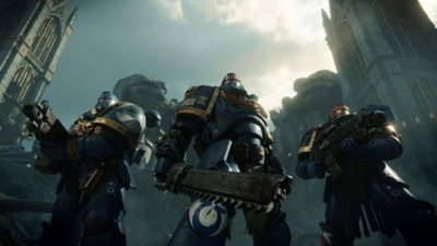 Warhammer 40,000: Space Marine 2 – Capture d’écran montrant trois Marines côte à côte