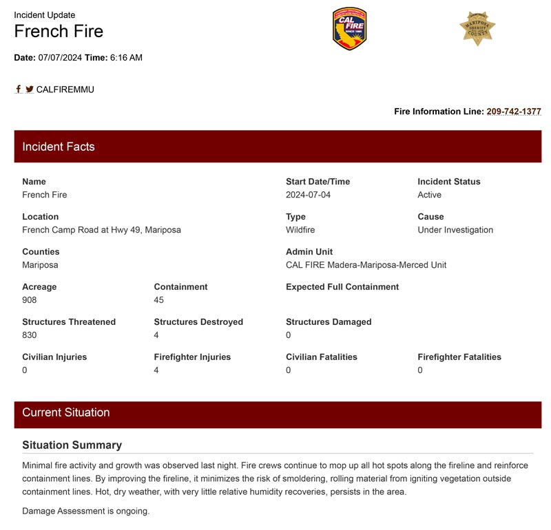 French Fire Update for July 7 2024 am 1