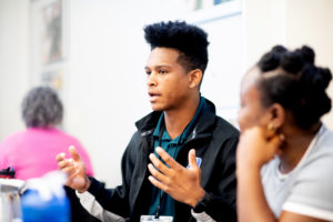 group of students having a discussion