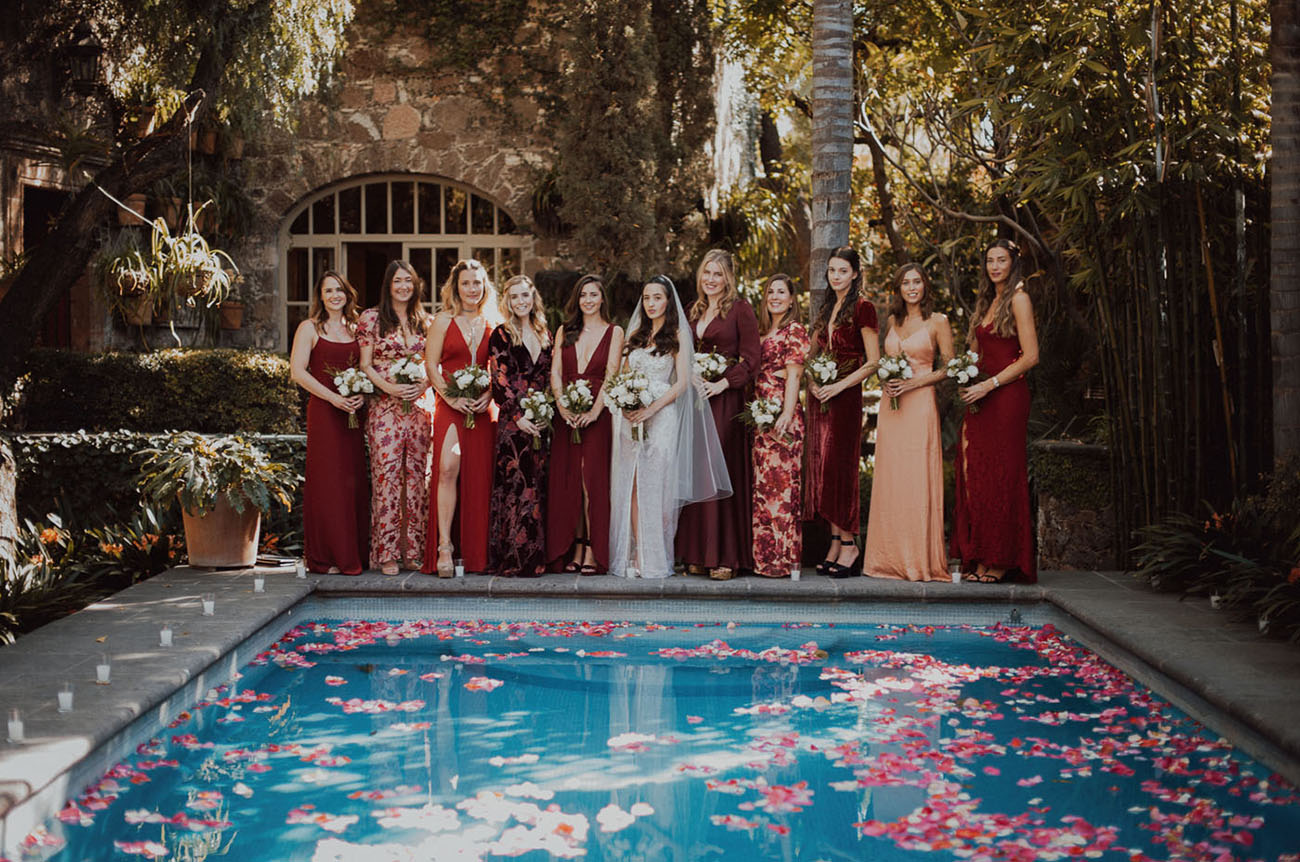 red bridesmaids