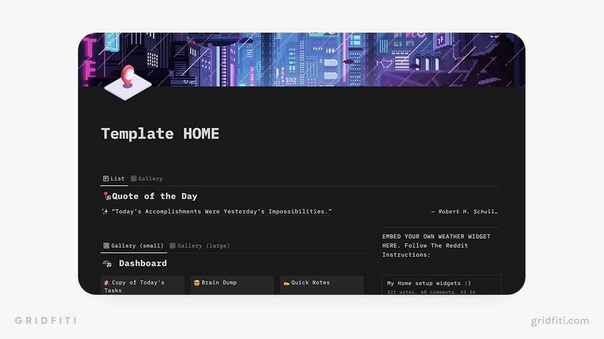 Notion Cyberpunk Pixel Aesthetic Dashboard