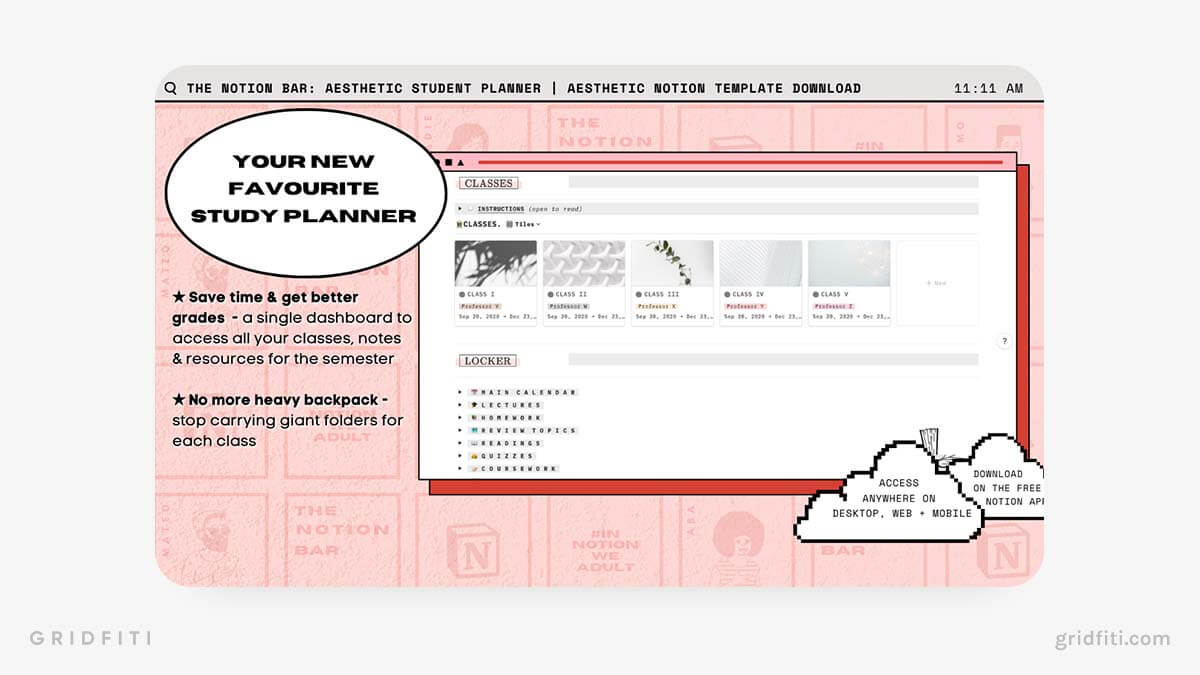 Aesthetic Student Semester Planner & Tracker