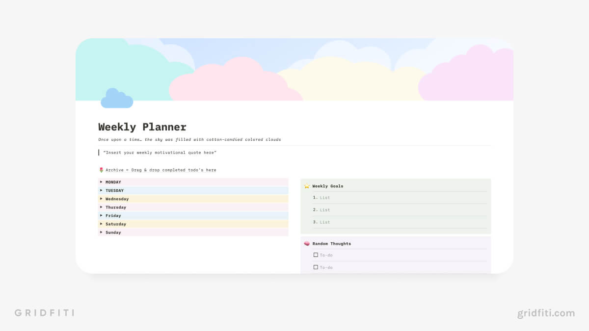 Notion Cotton Candy Planner