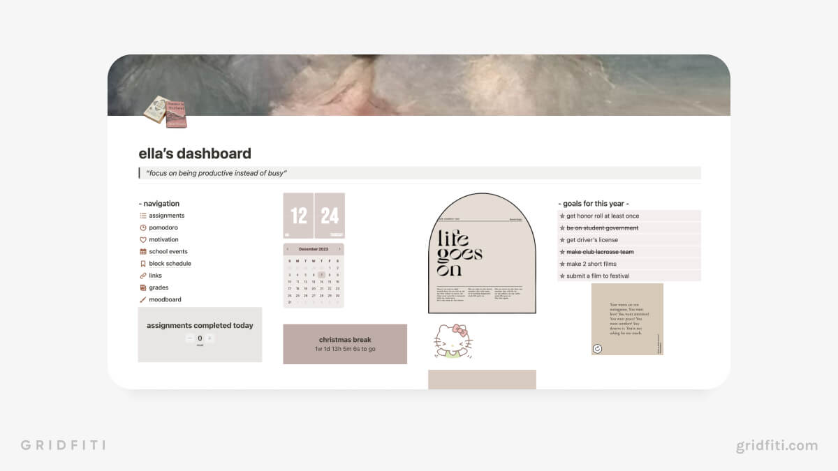 Boho Simple Notion Dashboard