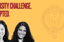 Two female Fordham Ph.D. professors with a pride yellow backdrop, maroon seal for GSE and headline in all caps "DIVERSITY CHALLENGE, ACCEPTED."