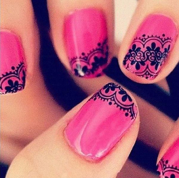 Fashionable Lace Nail Art. Lace patterns are inherently romantic and have a rich history.