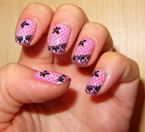 Fashionable Lace Nail Art. Lace patterns are inherently romantic and have a rich history.