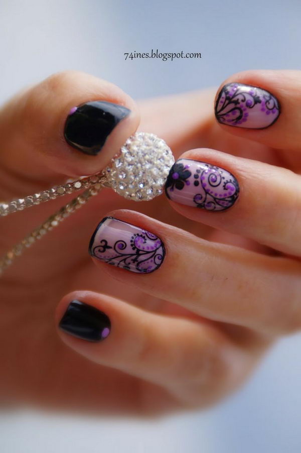 Fashionable Lace Nail Art. Lace patterns are inherently romantic and have a rich history.