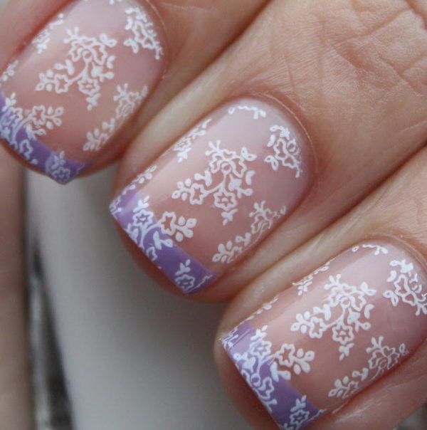 Fashionable Lace Nail Art. Lace patterns are inherently romantic and have a rich history.