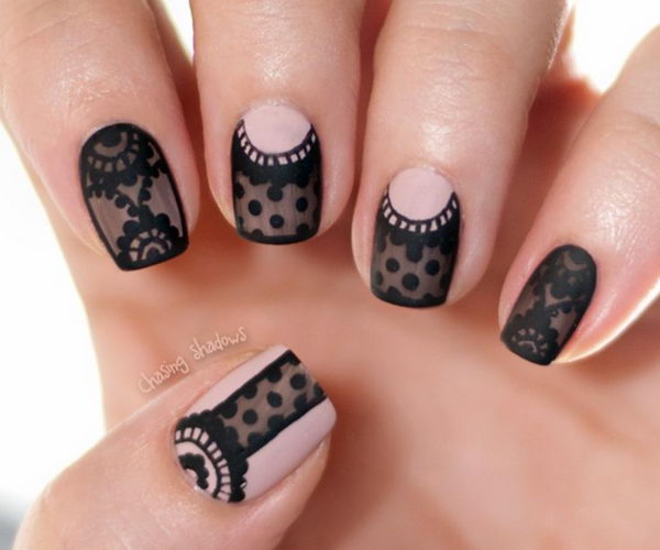 Fashionable Lace Nail Art. Lace patterns are inherently romantic and have a rich history.