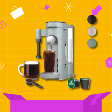 Ninja coffee maker on Prime Day discount background