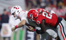 Football players on a football field