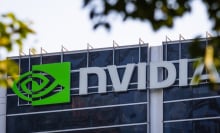 The Nvidia logo is seen on the exterior of an office building