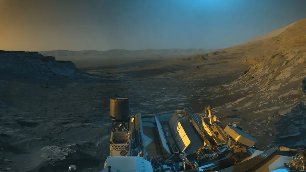 Curiosity viewing the Martian landscape