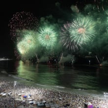 Fireworks during New Year's Eve Celebration at Copacabana beach