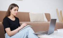 Girl looking at laptop