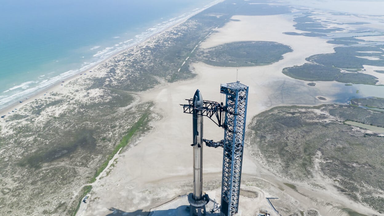 The SpaceX Starship ready for its maiden flight in April 2023.