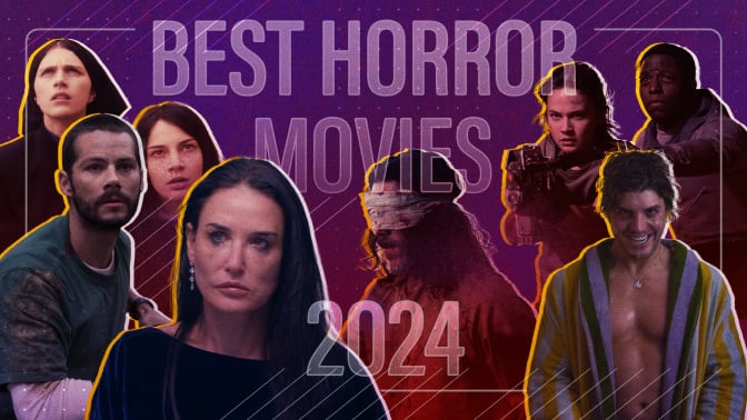 A compilation of different characters from horror films in 2024.