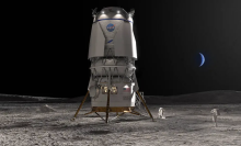 An artist's conception of Blue Origin's moon lander on the lunar surface.