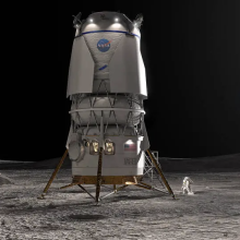 An artist's conception of Blue Origin's moon lander on the lunar surface.