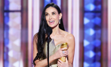 Demi Moore wins Best Performance by a Female Actor in a Motion Picture Musical or Comedy during the 82nd Annual Golden Globes held at The Beverly Hilton on January 05, 2025 in Beverly Hills, California.